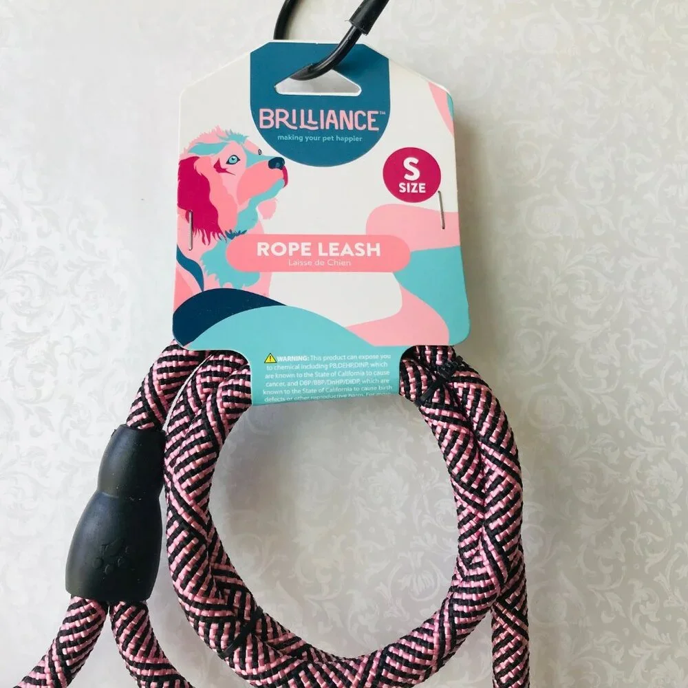 Brilliance rope leash dog Size : S 4 ft Pink /Black